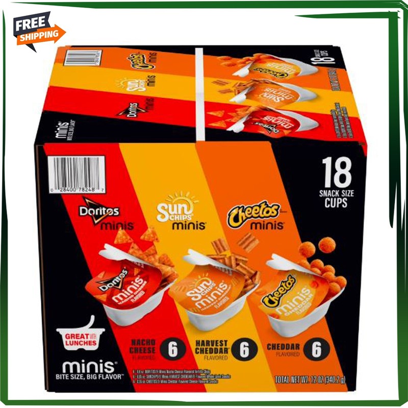 Frito-Lay Minis Doritos Cheetos and SunChips Snacks Variety Pack, Snack Size Cup