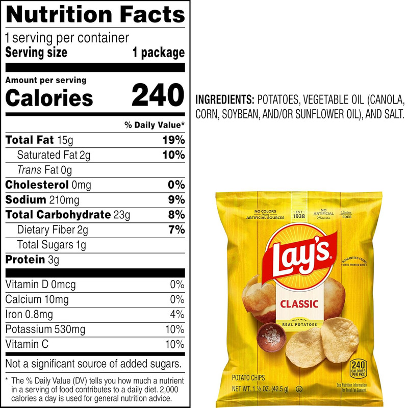 Potato Chips, Classic, 1.5 Ounce (Pack of 64) gallery