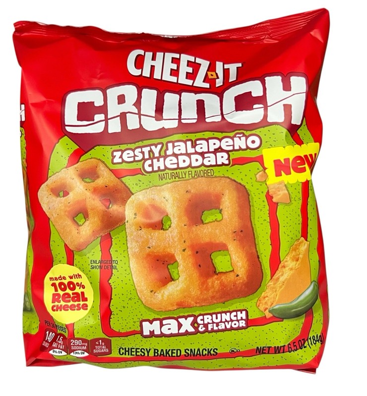 Cheez It Crunch Zesty Jalapeno Cheddar Cheesy Baked Snacks 6.5 oz