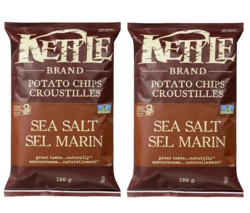 2-Pack Kettle Brand Sea Salt (198g) Potato Chips Snack Crispy Delicious Taste