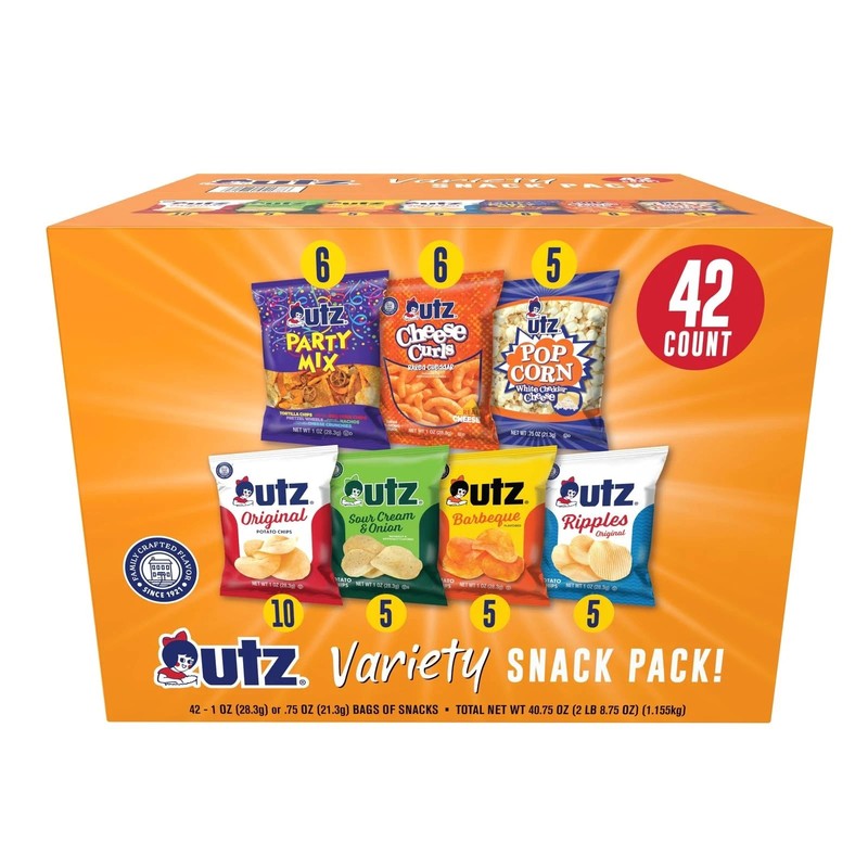 Utz Snack Variety Pack Individual Snacks, Includes 1 Ounce (Pack of 42)