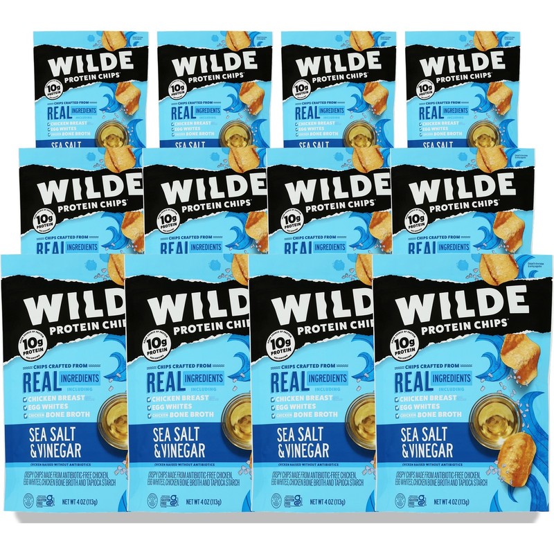 Wilde Sea Salt Vinegar Protein Chips 4 Oz 12 Pack