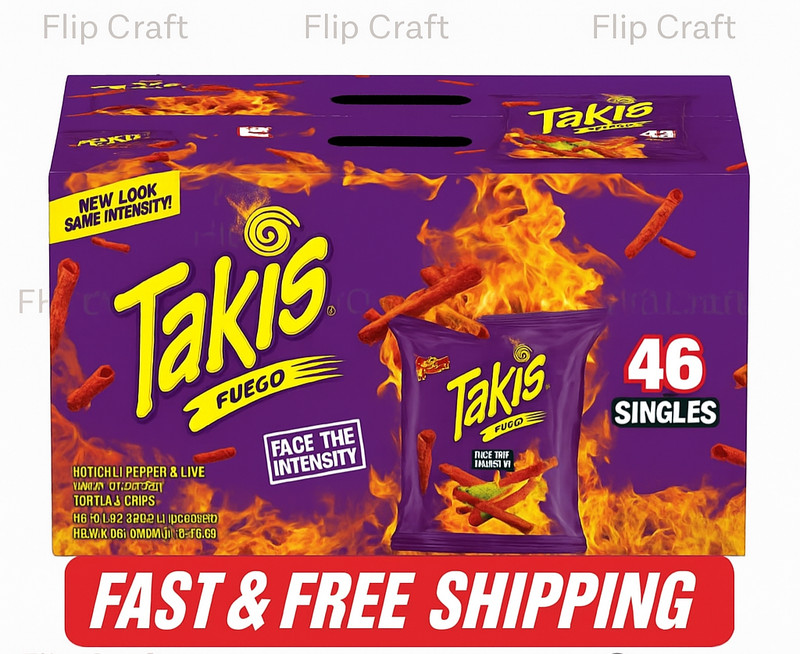 Takis Fuego Rolled Tortilla Chips 1 oz Bags Hot Chili Lime (46 Pack) BULK PACK