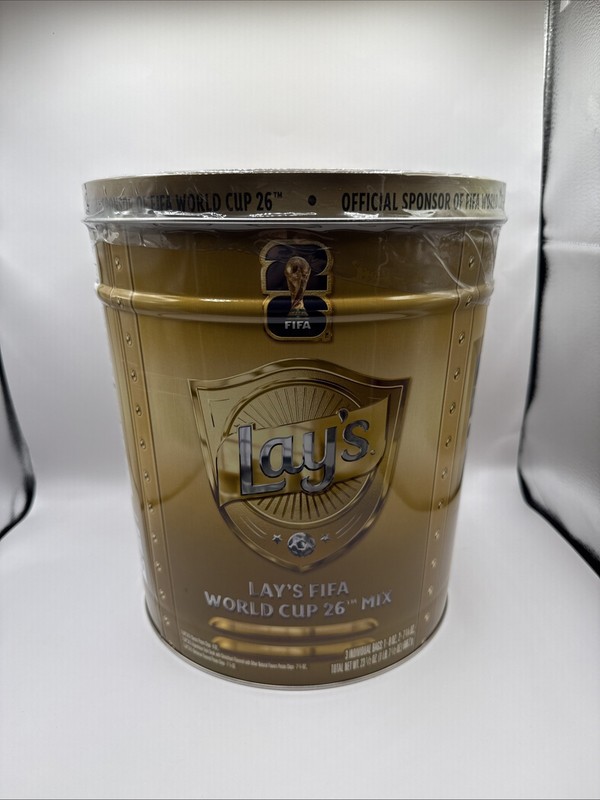 Lays FIFA World Cup 2026 Mix Large Collectible Tin Lionel Messi Sealed 3 Bags