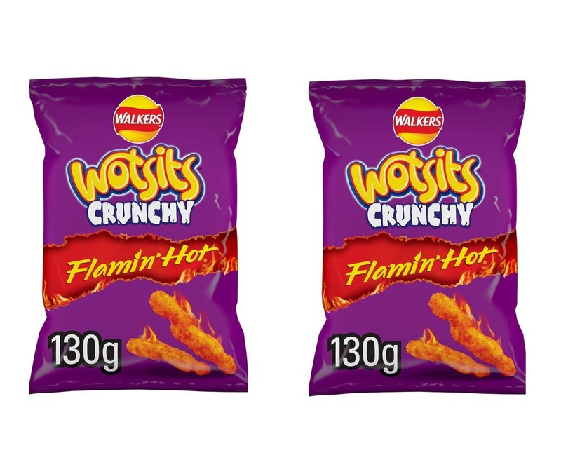 Walkers Wotsits Crunchy Flamin’ Hot Sharing Bag Crisps 130g PACK OF 2