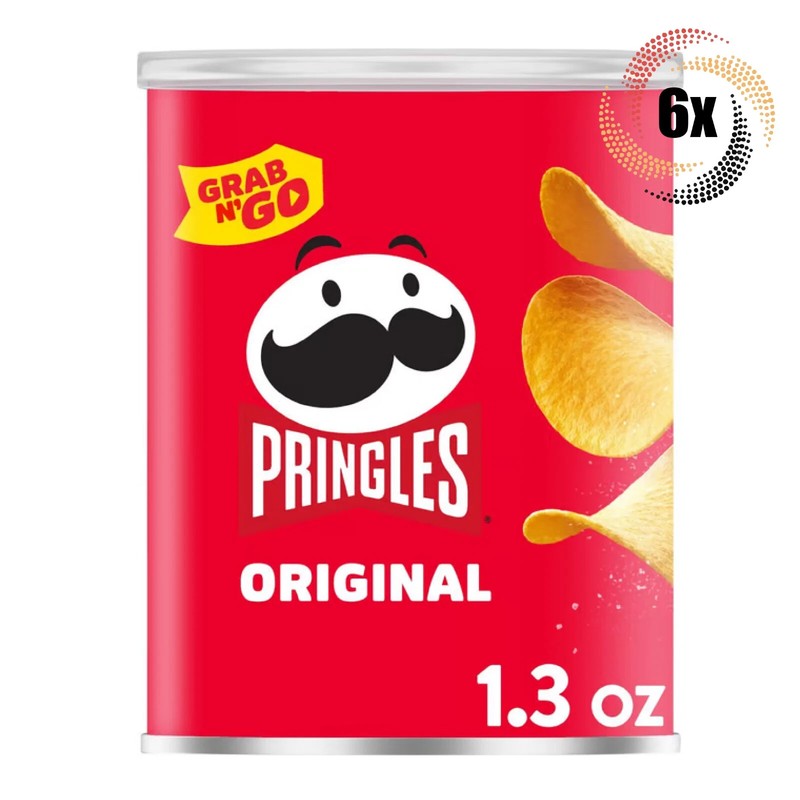 6x Cans Pringles Grab N’ Go Original Flavored Potato Crisps Chips Snack – 1.3oz