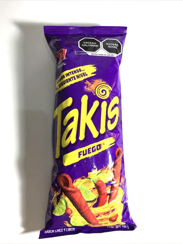 5-Pk Mexican TAKIS Fuego Tortilla Chips 190gr/6oz