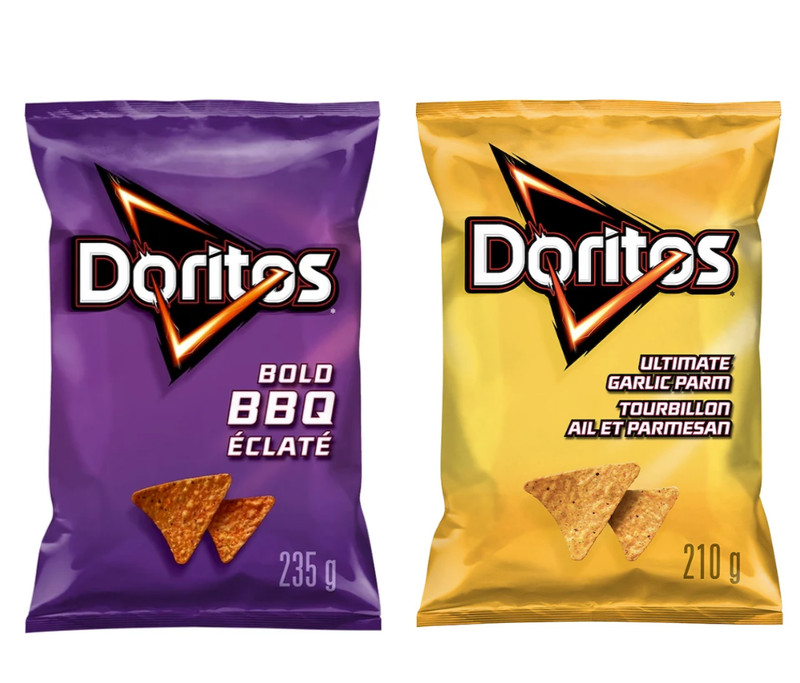 Doritos Bold BBQ (235 g) / Ultimate Garlic Parm Chips (210 g) – 1 Bag Each