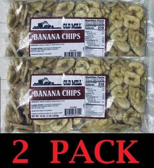 2x Old Mill Dried Banana Chips 16 oz Bag FRESH – 2 PACK