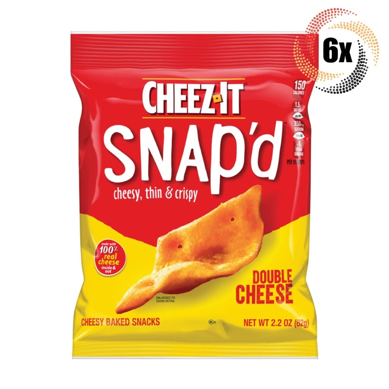 6x Bags Cheez-It Snap’d Double Cheese Cracker Chips Baked Snacks – 2.2oz
