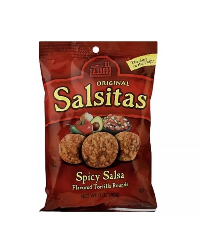 2 BAGS ORIGINAL EL SABROSO SPICY SALSA SALSITAS TORTILLA CHIPS 5oz Bags.