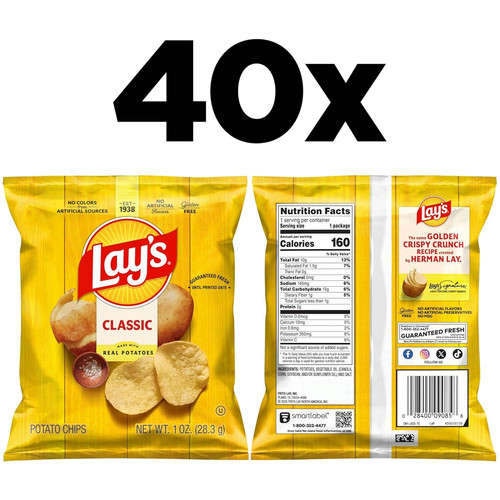 Lay's Potato Chips, Classic, 1 Ounce (Pack of 40) 40 Count 1) gallery