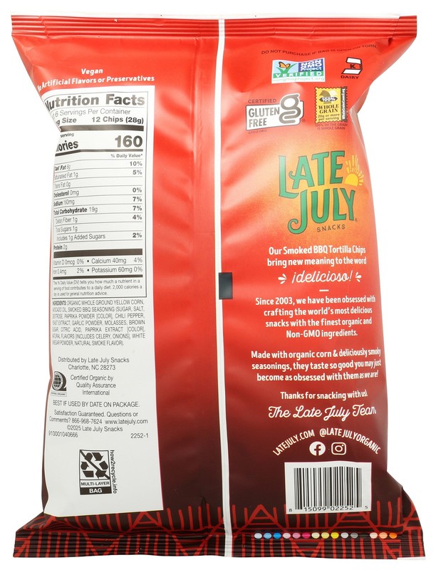 Late July Organic Smoked Bbq Tortilla Chips 6 Oz 12 Pack gallery