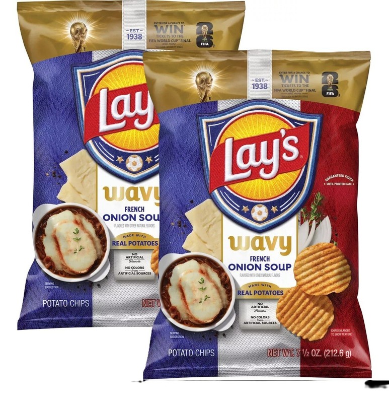 Lay’s Wavy French Onion Soup Potato Chips Real Snacks Win FIFA 7.75oz 2Pk