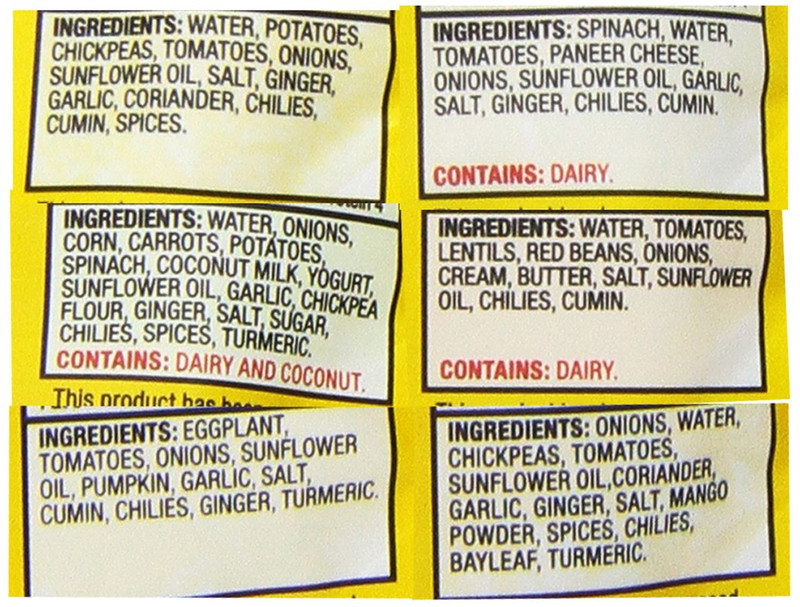 Variety, Pack of 6, Bombay Potatoes, Kashmir Spinach, Punjab Eggplant, Channa Ma gallery