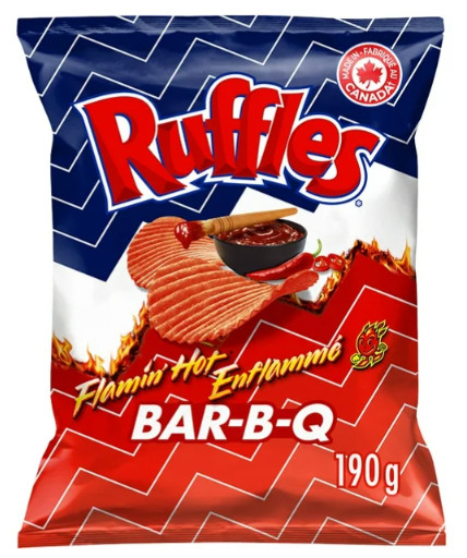 Ruffles Flamin’ Hot Bar-B-Q Flavored Potato Chips, 190g