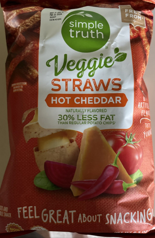 Simple Truth Veggie Straws Hot Cheddar expires FEB 21, 2026 – FREE SHIPPING!