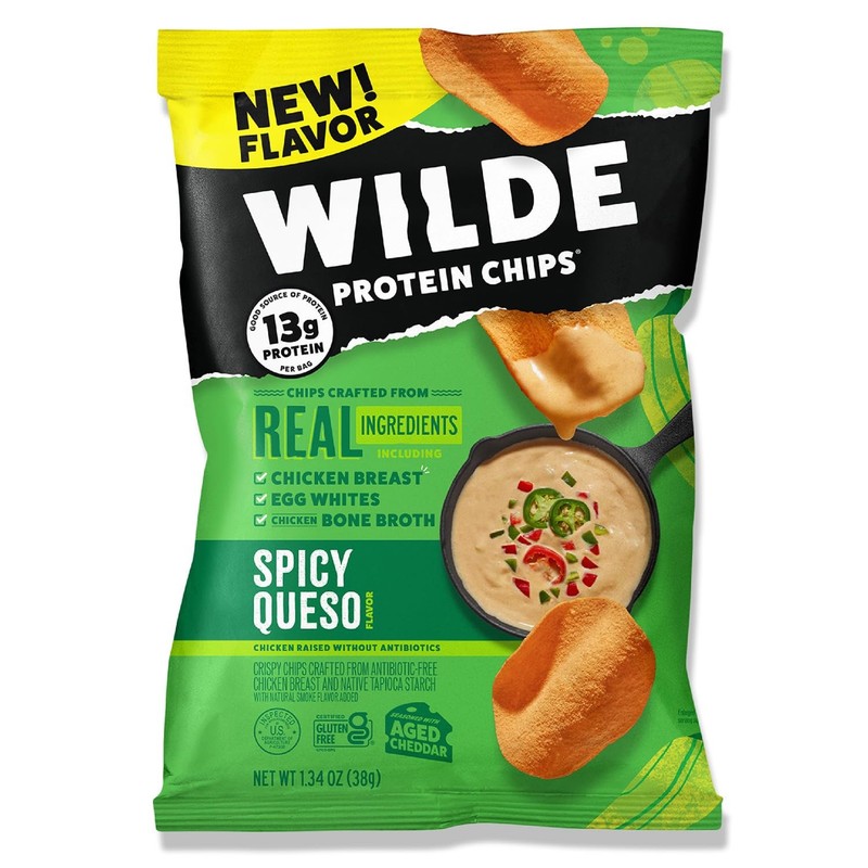 WILDE Protein Chips Spicy Queso, Thin and Crispy High Protein Snacks, Keto Fr…