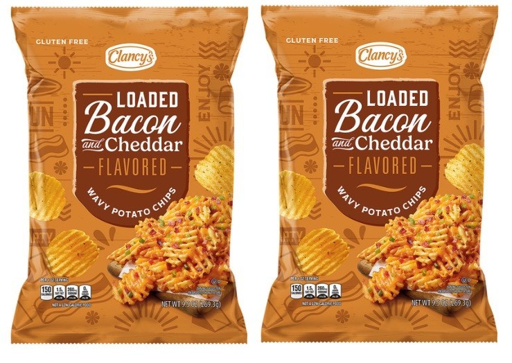 Clancy’s Loaded Bacon Cheddar Wavy Potato Chips Gluten Free 9.5 oz (2 Bags)