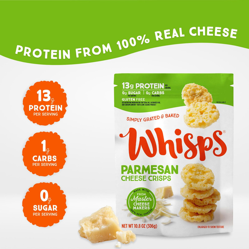 Whisps Cheese Crisps Parmesan | Protein Chips | 10.8 Ounce (Pack of 1) gallery