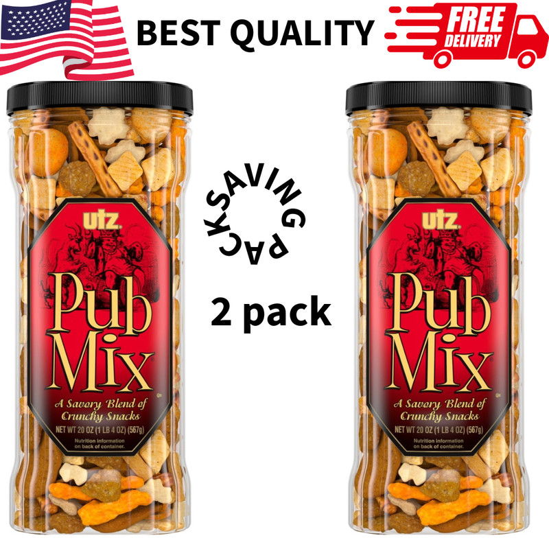 Utz Pub Mix Snack Barrel 20oz Pack of 2 Pretzels Chips Mix Party Snacks