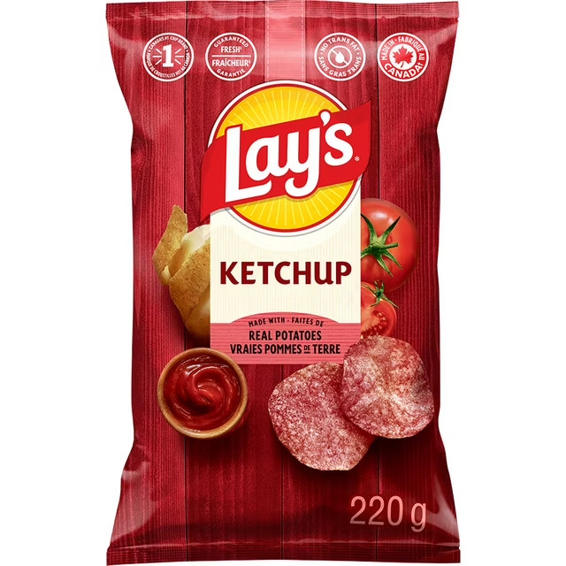 Lay’s Ketchup Flavored Potato Chips 220g Canadian Crisp Snacks