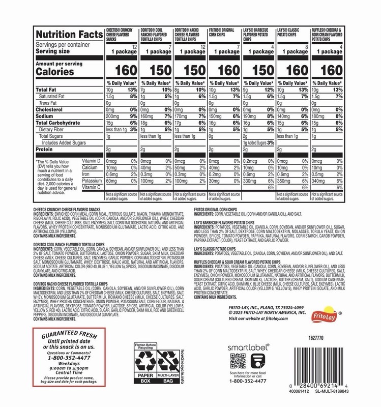 Frito Lay Classic Mix, 1 oz, Variety Pack, 54-count gallery