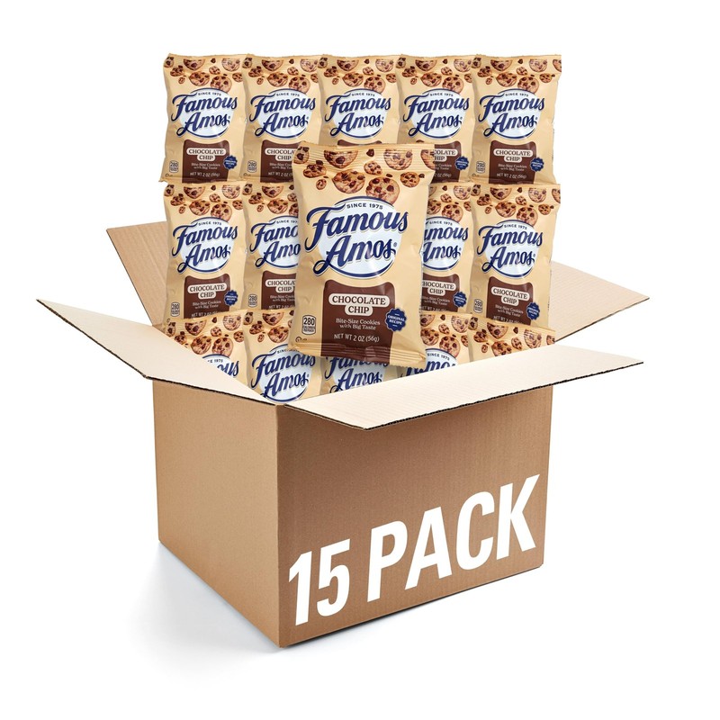 Famous Amos 2 oz., Pack of 15, Individual Bags 2 Ounce (Pack 15), brown