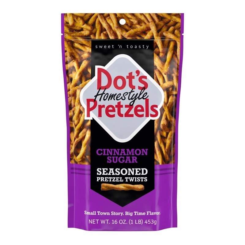 Dot’s Homestyle Pretzels Twists CINNAMON SUGAR Seasoned Crunchy Buttery 1 Bag