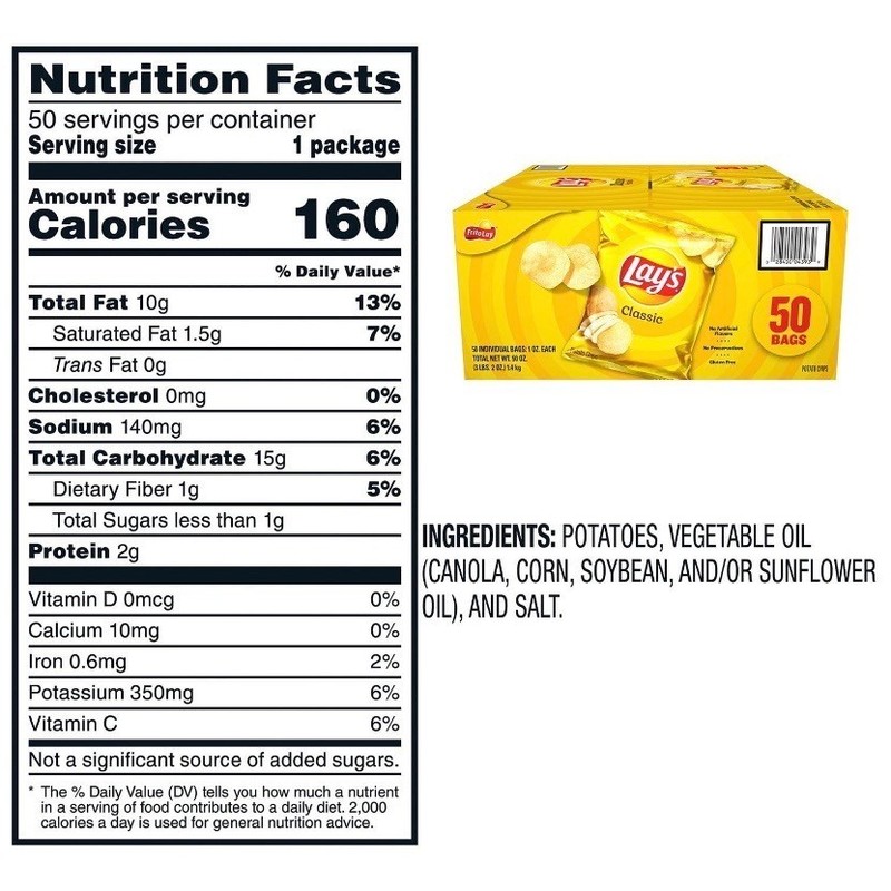 Lay's Classic Potato Chips 1 oz 50 Pack Fresh Snack Bags Bulk gallery