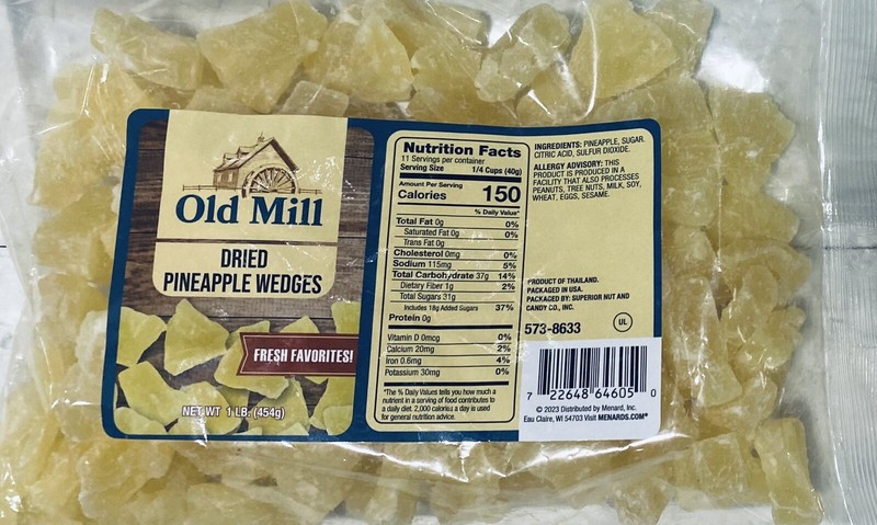 5x Old Mill Dried PINEAPPLE WEDGES 16 oz Bag FRESH - 5 PACK gallery