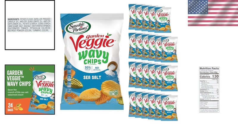 Kosher Certified Sea Salt Garden Veggie Chips - 24 Snack Size Bags, 1 Oz Each gallery