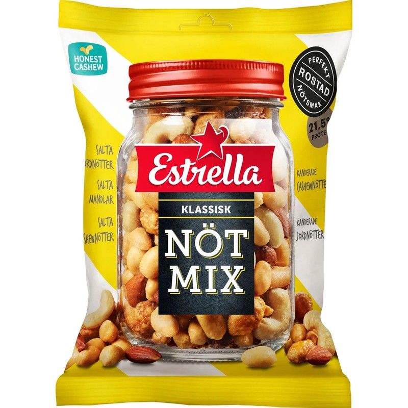 4x Estrella Classic Nut Mix 200g Swedish Peanuts Cashews Almonds Snack Nuts gallery
