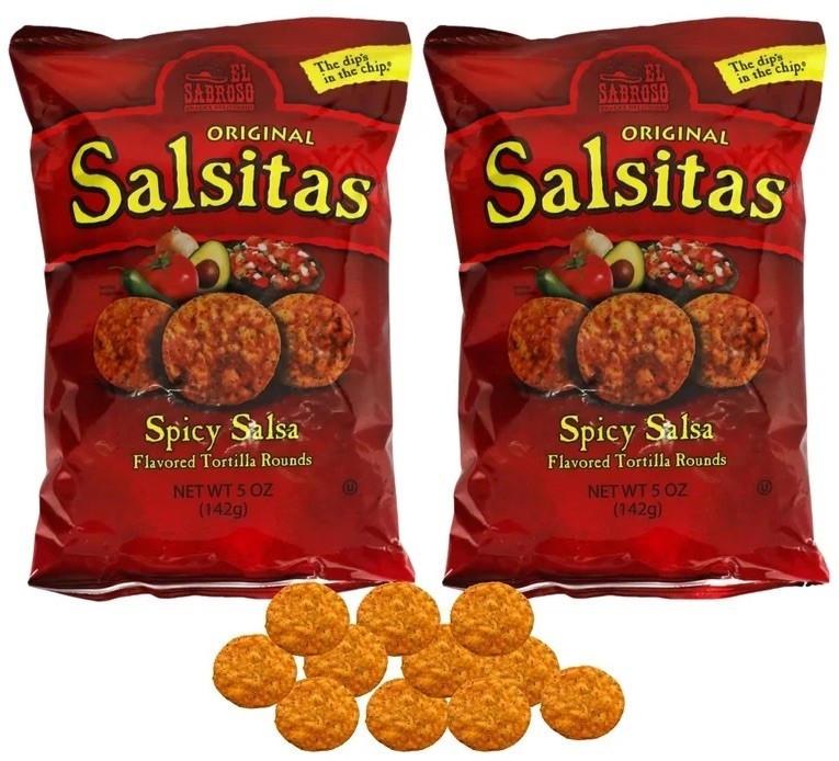 2 BAGS ORIGINAL EL SABROSO SPICY SALSA SALSITAS TORTILLA CHIPS