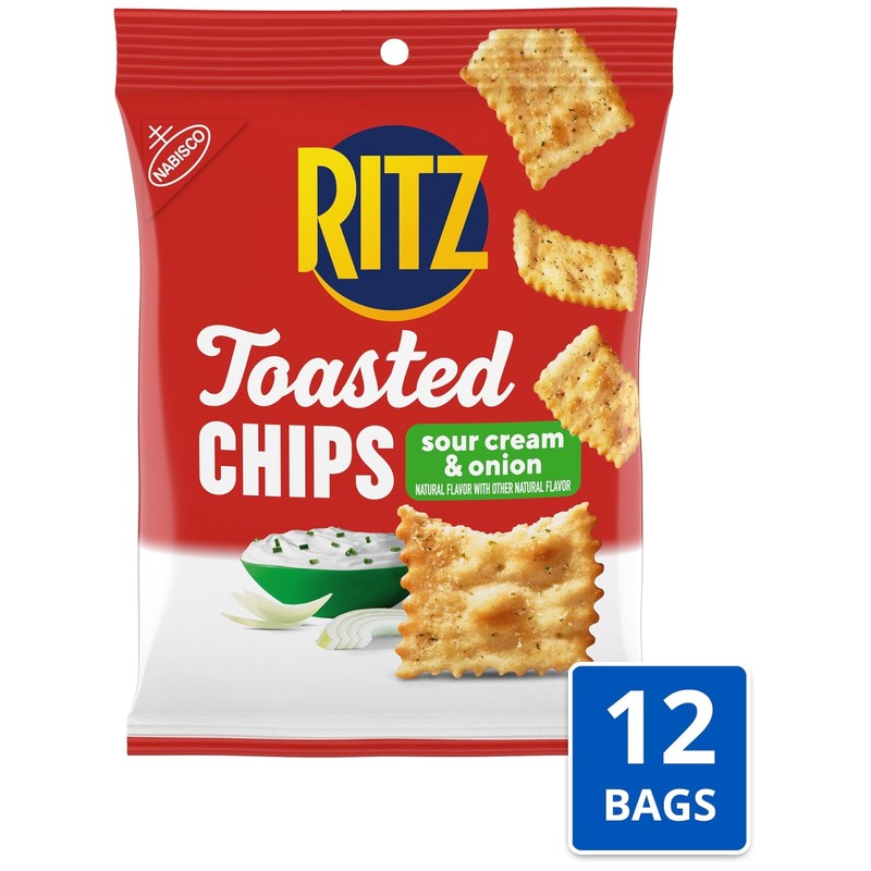 RITZ Toasted Chips Sour Cream Onion 12 Pack Baked Snack Crackers 30 Ounce gallery