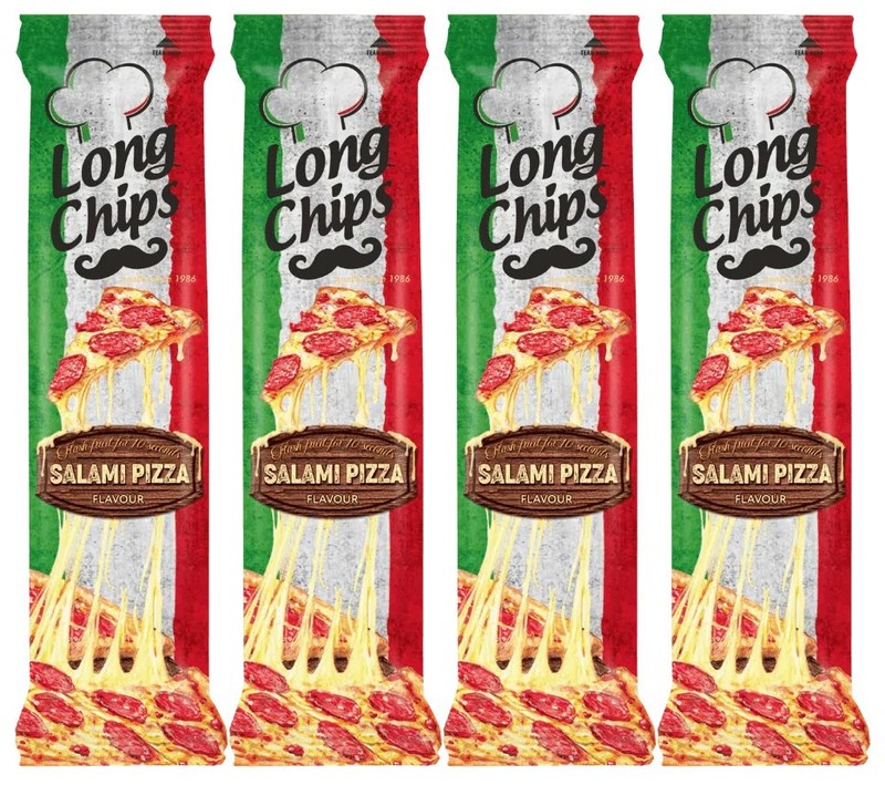 4 LONG CHIPS SALAMI PIZZA Flavor Potato Chips 75g 2.65oz