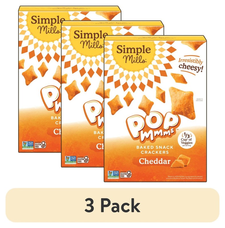 3 pack Cheddar Pop Mmms Gluten Free Baked Snack Crackers 4 oz Box