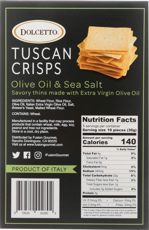 Dolcetto Tuscan Crisps - Olive Oil & Sea Salt | 5.3oz 1 Ounce (Pack of 1) gallery
