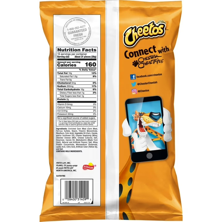 NEW CHEETOS CRUNCHY CHIPS PARTY SIZE 15 OZ BAG CHEESE FLAVORED SNACKS gallery