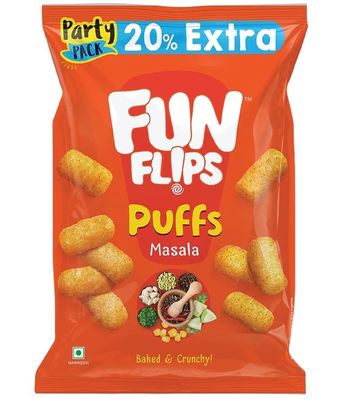 Pack of 12 Fun Flips Puffs Masala-Ready to Eat Snacks(90G/75G Grammage May Vary gallery