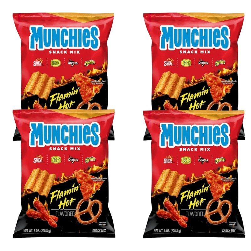 Frito-Lay Munchies Snack Mix FLAMIN HOT, Sun Chips Doritos Cheetos Pretzels 4 Pk