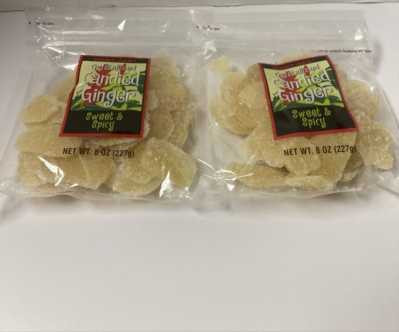 2x Pack Trader Joe’s Crystallized Candied Ginger Sweet Spicy Thai 8 Ounce Each