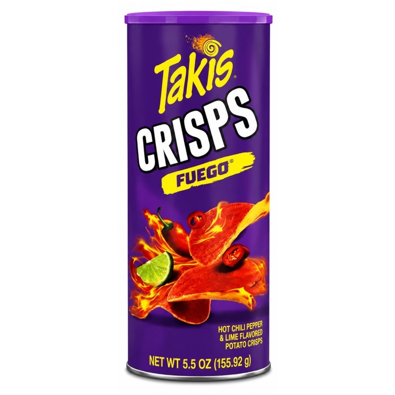 Takis Crisps 5.5oz/155.92g Fuego Hot Chili Lime And Blue Heat Flavors Crunchy