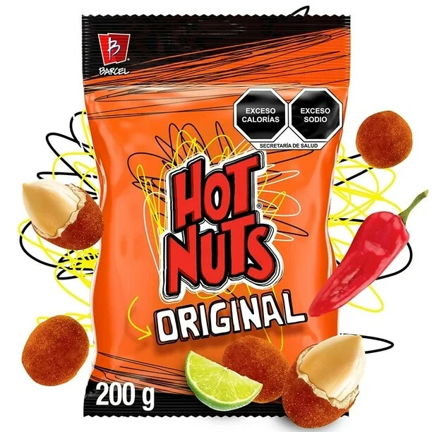 Barcel Mexican HOT NUTS ORIGINAL, 4 BAGS (200g) ea Mexican product