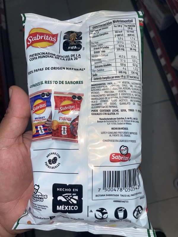 Sabritas Tacos Al Pastor Seasoned Potato Chips (6) 45g Single Bag Made in Mexico gallery