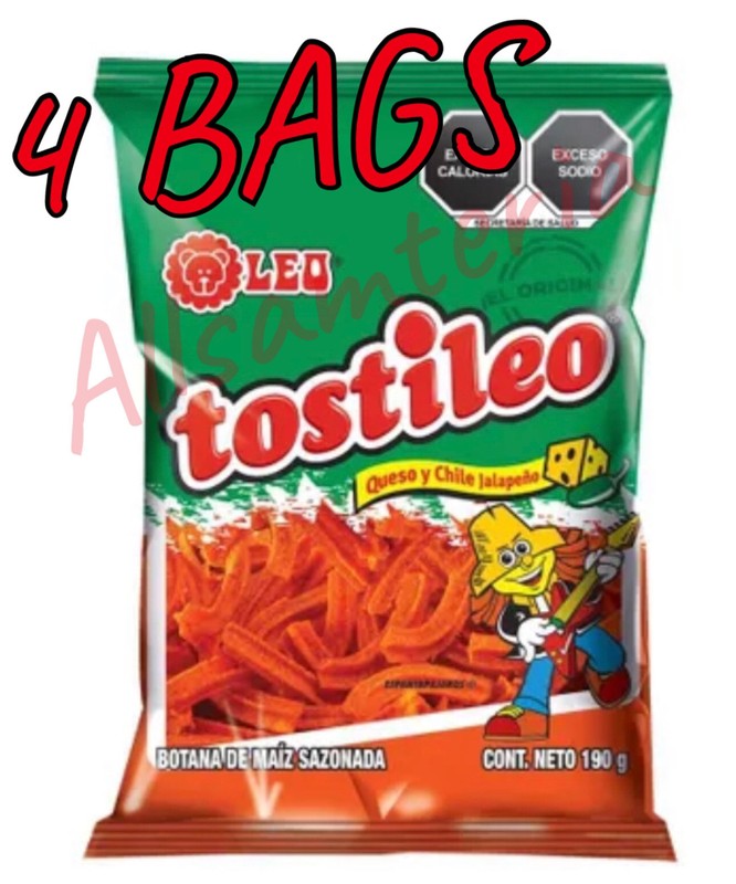 4X TOSTILEO FRITOS CHIPS CHILE Y JALAPENO CHILI 4 BIG BAGS 190g ea PRIORITY SHIP