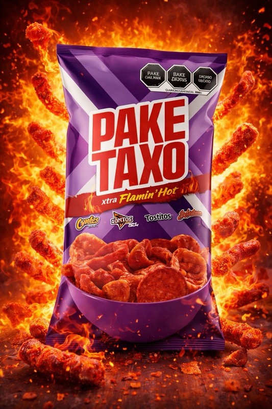 4X PAKE TAXO XTRA FLAMIN HOT – SABRITAS MEXICANAS (4 Paquetes de 44g c/u)
