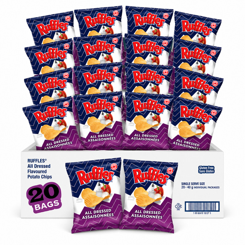 Ruffles All Dressed Minis 20 x 40g Individual Potato Chips Variety Pack