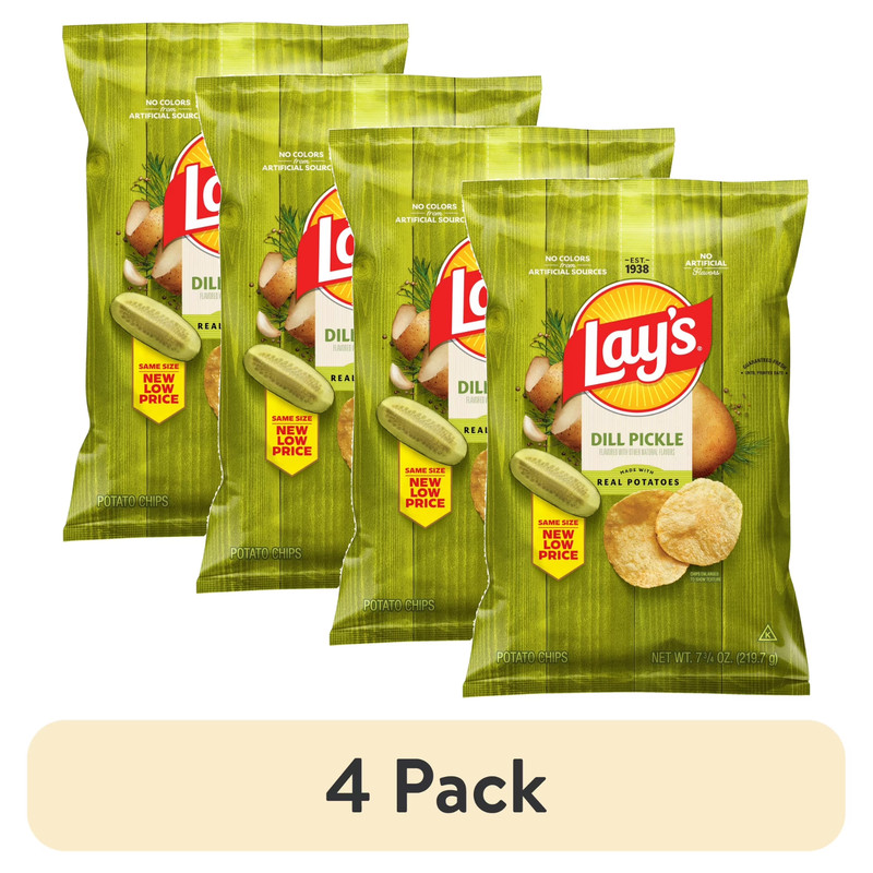 Lay’s Dill Pickle Potato Snack Chips, 7.75 oz Bag, (pack of 4)…..