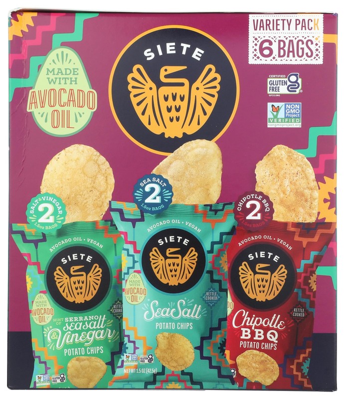 SIETE FAMILY FOODS Kettle Cooked Potato Chips Variety Pack 6pk, 9 OZ BBD 09/25 gallery